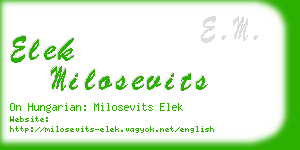 elek milosevits business card